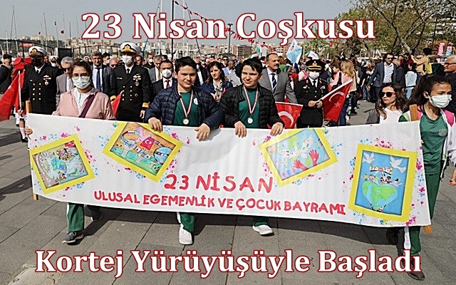 23 Nisan Coşkusu Kortej Yürüyüşüyle Başladı