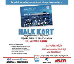 Gelibolu’da Artık Halk Kart Var