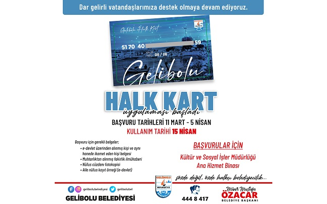 Gelibolu’da Artık Halk Kart Var