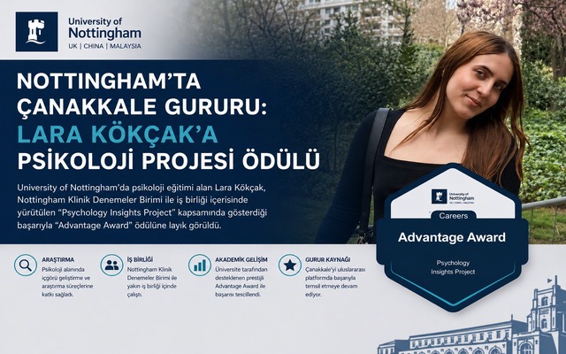 Nottingham’da Çanakkale Gururu: Lara Kökçak’a Psikoloji Projesi Ödülü